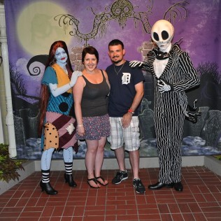 Me and my husband with Sally and Jack Skellington at MNSSHP.
